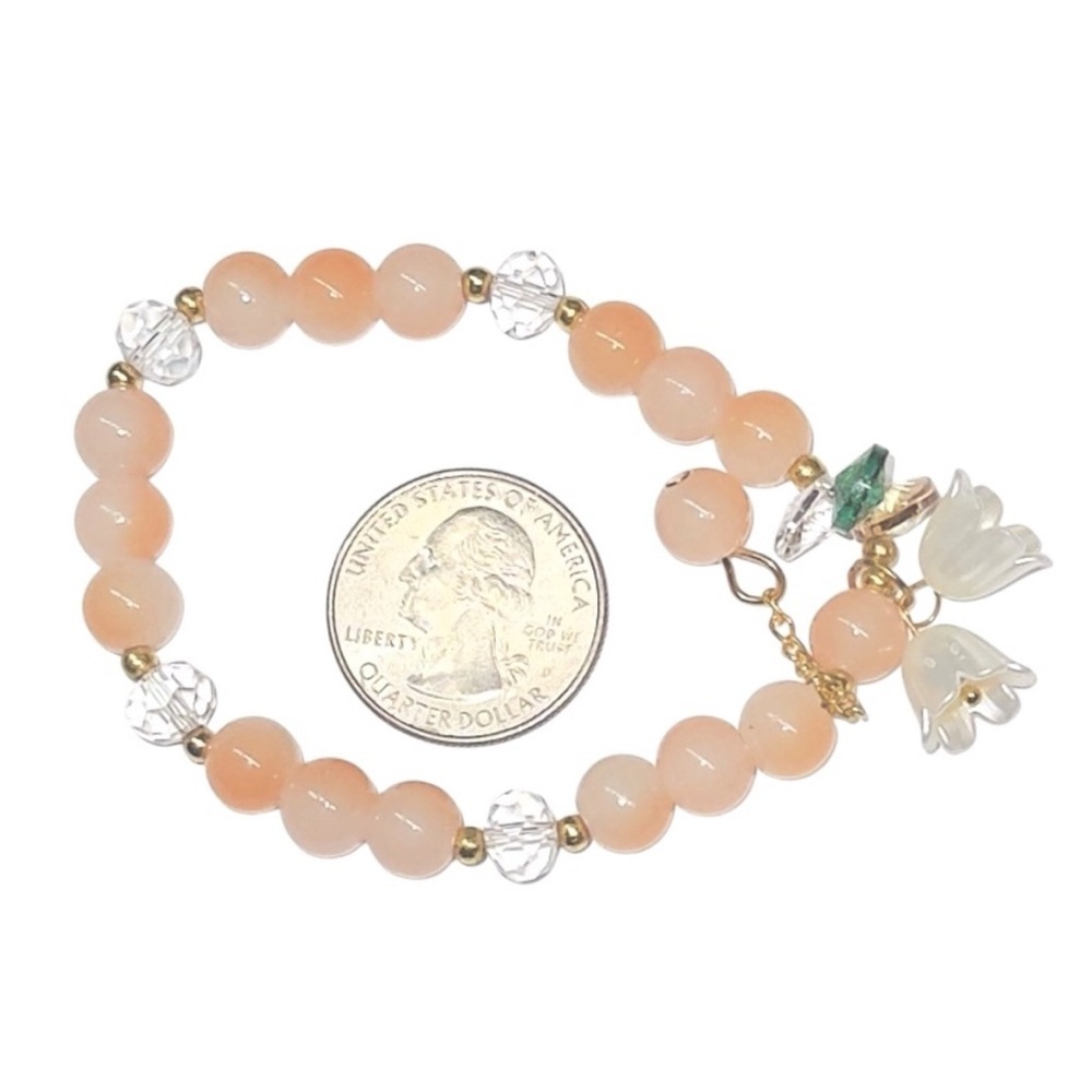 UNBRANDED STRETCH  Bracelet With Lily Of The Valley GLASS BEADS - Picture 5 of 8
